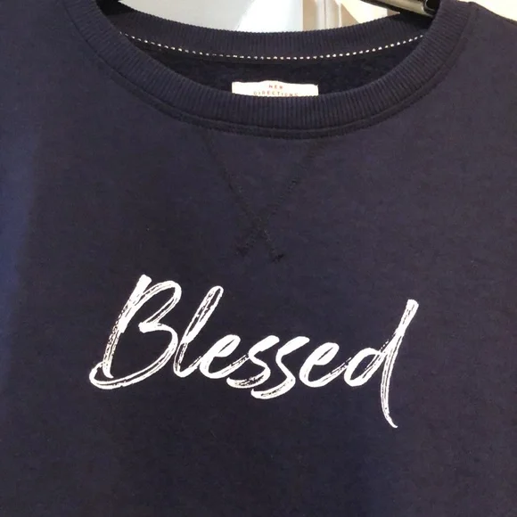 Blessed Navy Sweatshirt   By New Directions Studio. New - Picture 3 of 13